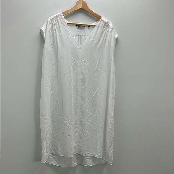 Athleta Modal Midi Dress White Soft Lightweight Large Coastal Beachy Cover Up - Picture 1 of 8